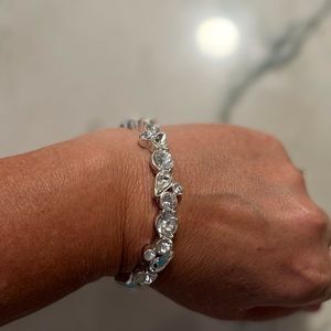 Bracelet white rhinestone/crystal costume jewelry elastic pre loved